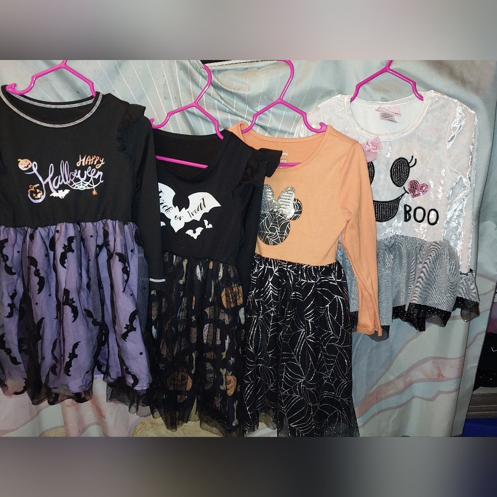 Kids Halloween Costume Dress Set - Black, Purple, Peach, White